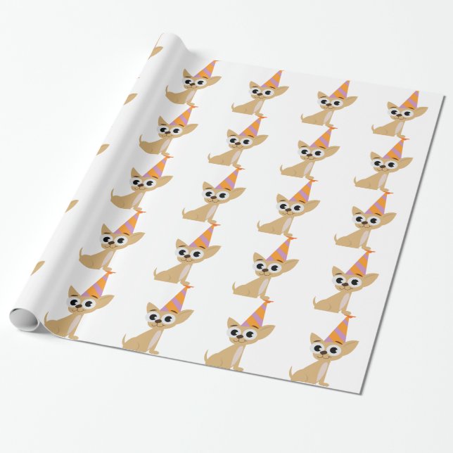 Papel De Presente Chihuahua do aniversário (Desenrolado)