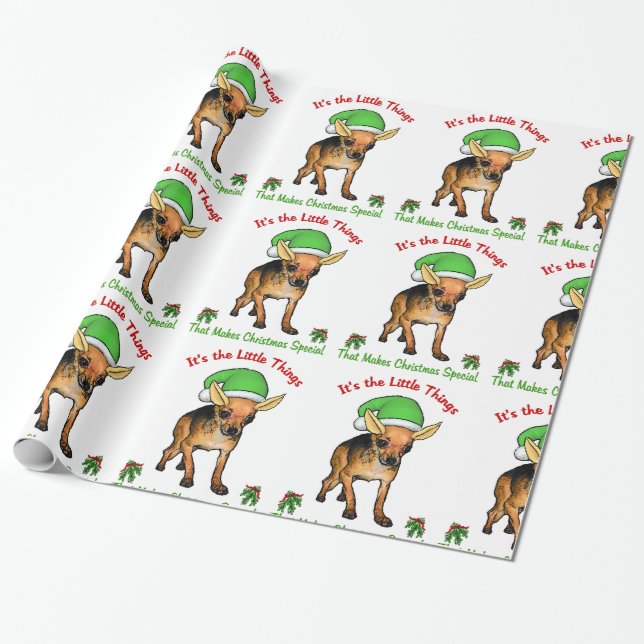 Papel De Presente Chihuahua Elf Natal (Desenrolado)