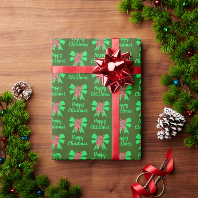 Papel De Presente Chihuahua Natal Cachorro e Arco Verde (Presente de Natal)