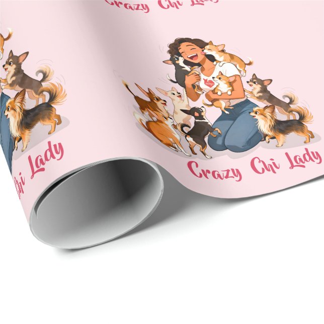 Papel De Presente Chimigos - Crazy Chi Lady - Chihuahua  (Ponta do rolo)