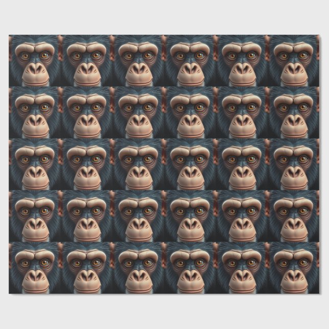 Papel De Presente Chimpanzé Engraçado Louco Fofo  (Aberto)
