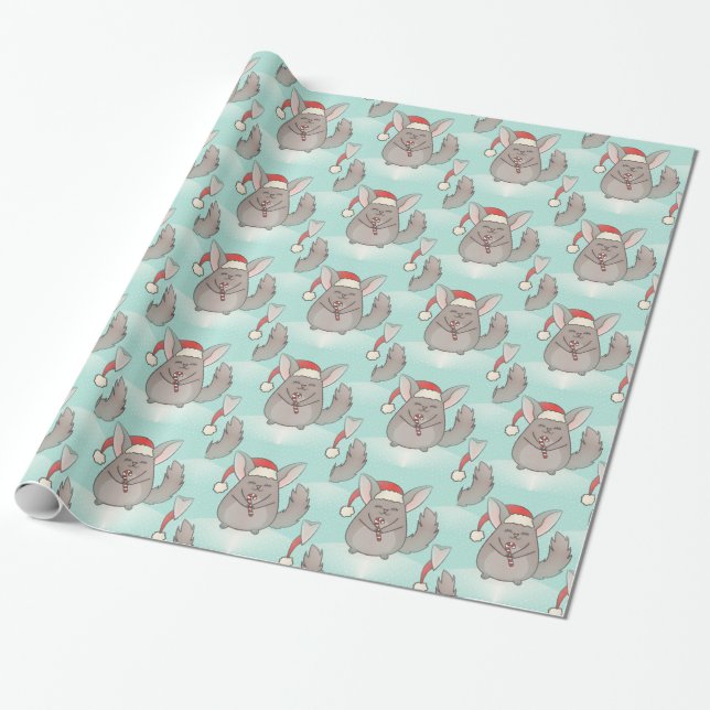 Papel De Presente chinchillas de natal (Desenrolado)