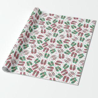 Papel De Presente Chinelos do Natal da praia