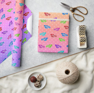 Papel De Presente Chinelos na bolinha de arco-íris