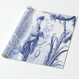 Papel De Presente Chinoiserie azul e branca