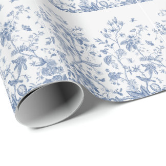 Papel De Presente Chinoiserie azul e branca clássica