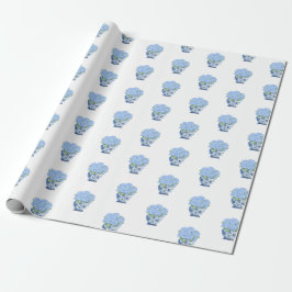 Papel De Presente Chinoiserie Blue and White Vase Hydrangea Wrapping