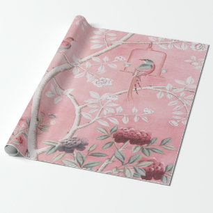 Papel De Presente Chinoiserie Chinesa Rosa