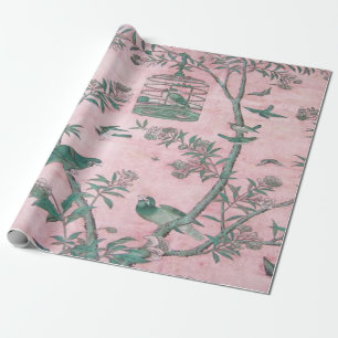 Papel De Presente Chinoiserie Chinesa Rosa