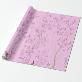 Papel De Presente Chinoiserie Chinesa Rosa