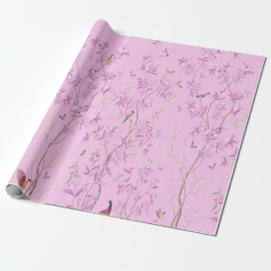 Papel De Presente Chinoiserie Chinesa Rosa