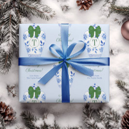 Papel De Presente Chinoiserie Monograma Feliz Natal