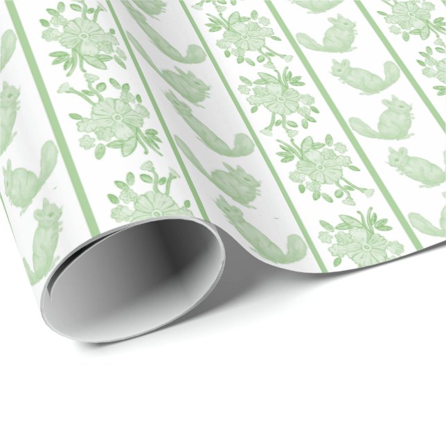 Papel De Presente Chintzy Chinchilla Wrapping Paper (Green)  (Ponta do rolo)