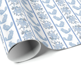 Papel De Presente Chintzy Chinchilla Wrapping Paper (Slate Blue)