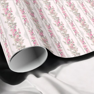 Papel De Presente Chique Coquette Pink Vintage Floral
