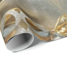 Papel De Presente Chique elegante do roteiro da folha Dourado do