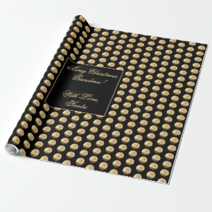Papel De Presente Chique elegante preto e Dourado do teste padrão de