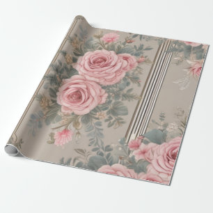 Papel De Presente Chique Floral Elegante Vintage