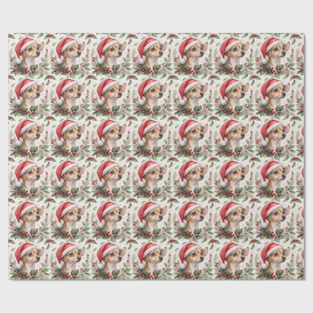 Papel De Presente Chiweenie Christmas Wrapping Paper (Aberto)