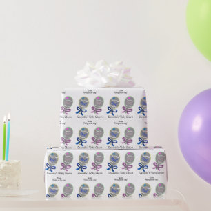 Papel De Presente Chocalhos do bebê azul do rosa do chá de fraldas