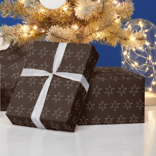 Papel De Presente Chocolate Amargo Estrelas de Natal