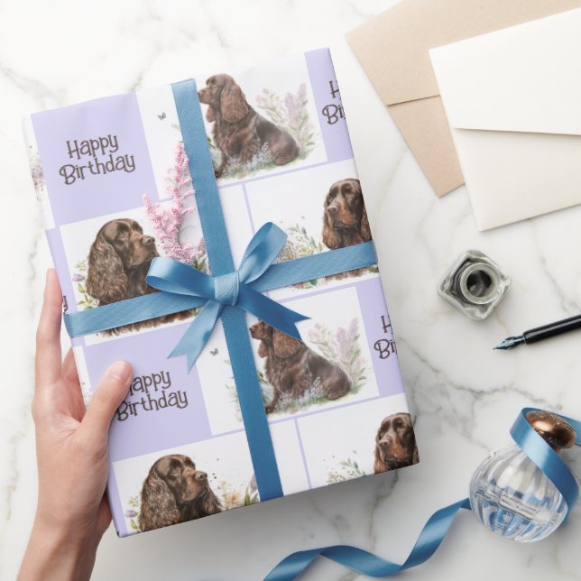 Papel De Presente Chocolate Cocker Spaniel Birthday (Presentear)