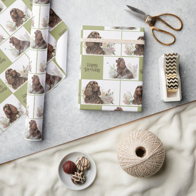 Papel De Presente Chocolate Cocker Spaniel Birthday (Artesanato)