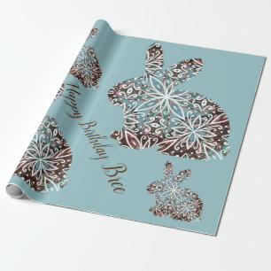 Papel De Presente Chocolate com coelho Mandala e enrolado personaliz