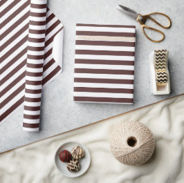 Papel De Presente Chocolate com listras grandes brancas e marrons de