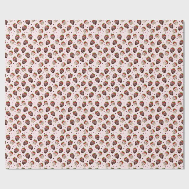 Papel De Presente Chocolate Covered Strawberries Gift Wrap (Aberto)