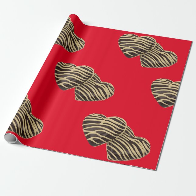 Papel De Presente Chocolate doce cora romântico vermelho amor fofo (Desenrolado)
