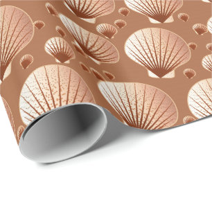 Papel De Presente Chocolate e conchas de tan em marrom cacau