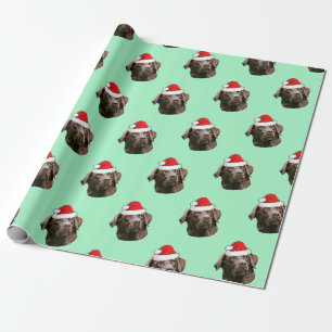 Papel De Presente Chocolate Labrador com Papai Noel