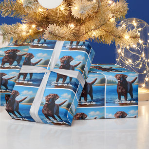 Papel De Presente Chocolate Labrador e Lago