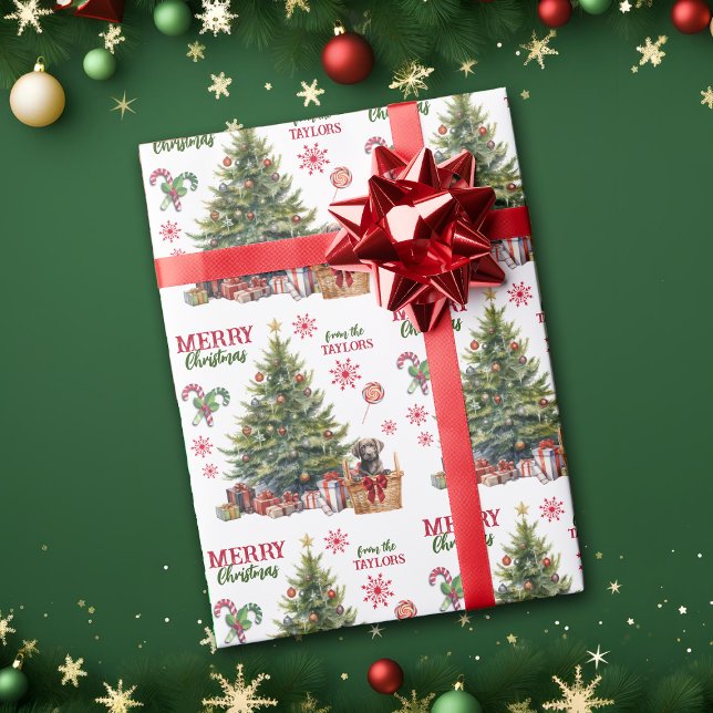 Papel De Presente Chocolate Labrador Retriever debaixo da árvore (Criador carregado)