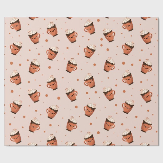 Papel De Presente Chocolate Quente Aconchegante - Padrão de Caneca F (Aberto)