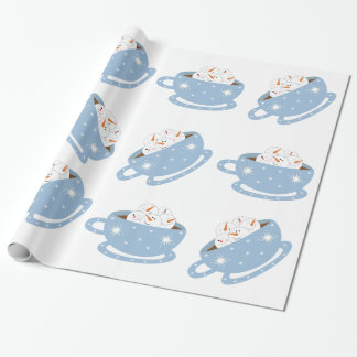 Papel De Presente Chocolate quente com bonecos de neve