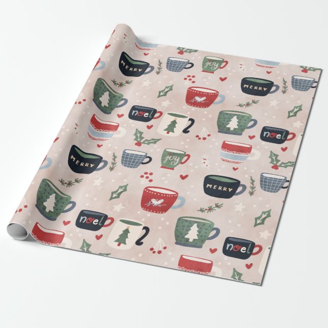 Papel De Presente Chocolate Quente de Feriado (Desenrolado)