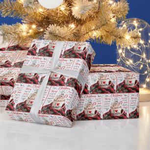 Papel De Presente Chocolate Quente de Natal com Nuvem de Palavras
