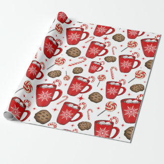 Papel De Presente Chocolate quente de Natal e papel de molho