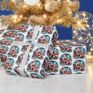 Papel De Presente Chocolate quente de Natal festivo em azulejos Papa