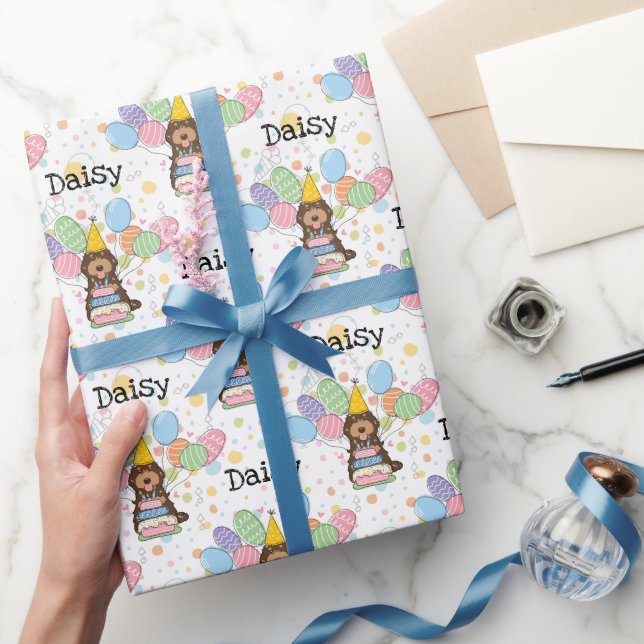 Papel De Presente Chocolate Tan Cockapoo Cão Cavapoo Aniversário (Presentear)
