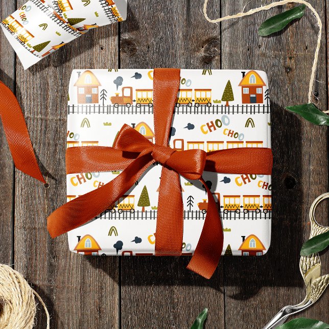 Papel De Presente Choo Choo Train Pattern Little Kid (Criador carregado)