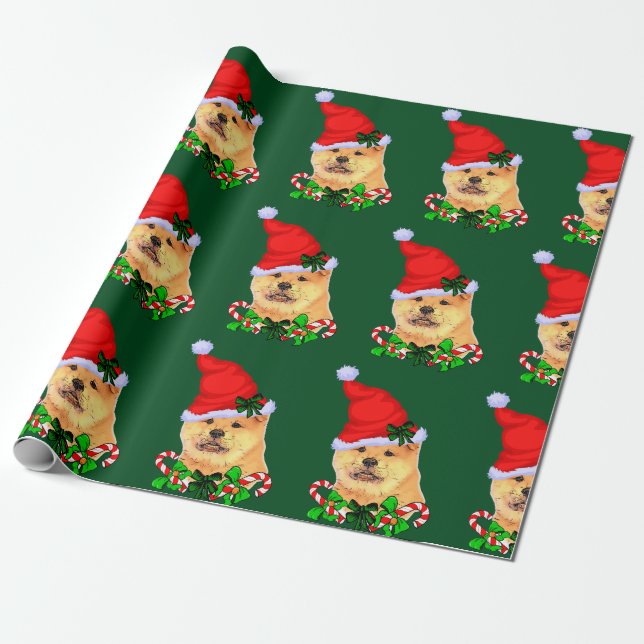 Papel De Presente Chow Chow Christmas (Desenrolado)