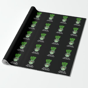 Papel De Presente Choy To World Engraçado Veggie Pun Dark BG