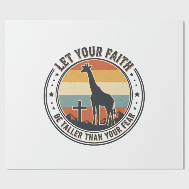Papel De Presente Christian Faith Giraffe Inspirational Retro Sunset (Aberto)