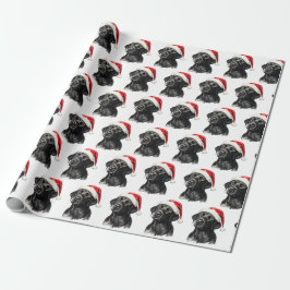 Papel De Presente Christmas Black Labrador