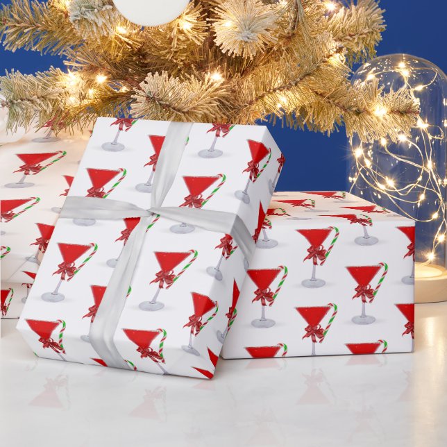 Papel De Presente Christmas Bow On Holiday Martini with Candy Cane (Feriados)