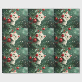 Papel De Presente Christmas Cat Climbing Xmas Tree