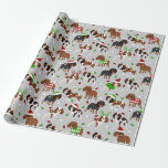 Papel De Presente Christmas Cavalier King Charles Spaniel<br><div class="desc">Cães bonitos Cavalier King Charles Spaniel vestidos em roupas festivas de férias,  chapéus de Santa e blusas de argyle com Enfeites de natal espalhados.</div>